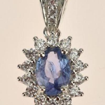 Sterling Silver Natural Unheated Oval-Cut Tanzanite Pendnant