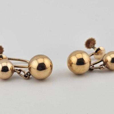 14k Gold Ball Dangle Earrings 