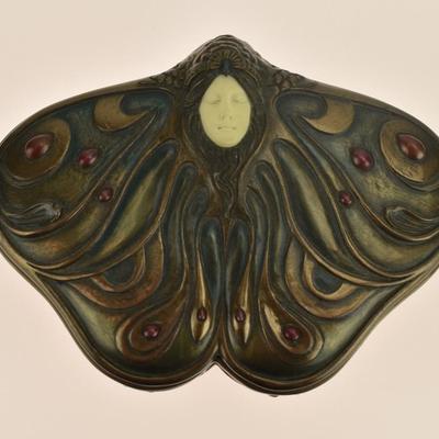 Art Nouveau Lidded Trinket Box W/ Maiden’s Face