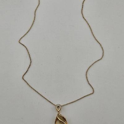 14k Gold 9.2ct Citrine And Diamond Pendant Necklace 