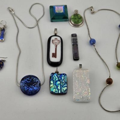 Collection Of Sterling Silver 925 And Glass Jewelry 