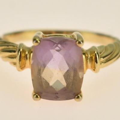 Italian Sterling Silver Gold Vermeil 3 Carat Cushion-Cut Ametrine Ring