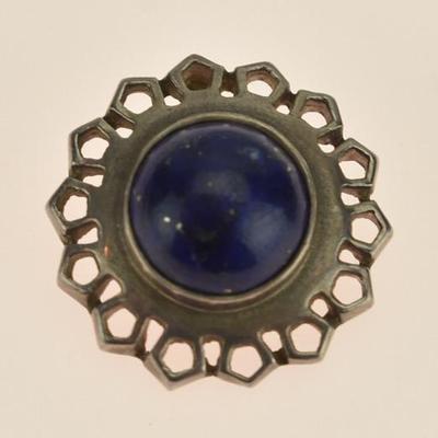 Vintage Sterling Silver Lapis Lazuli Cabochon Pendant