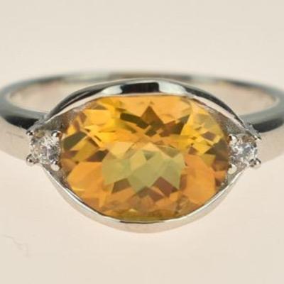 Sterling Silver 2.5 Carat Natural Unheated Citrine Ring