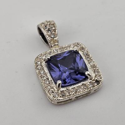 Tanzinite 9mm Purple Cushion Pendant Sterling Silver