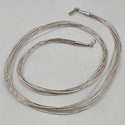 Vintage Sterling Silver 925 Liquid Silver Southwest Necklace 