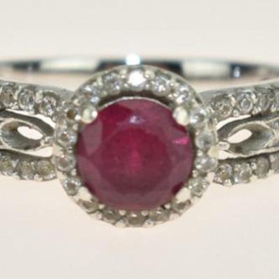 Sterling Silver 1 Carat Round Ruby Ring