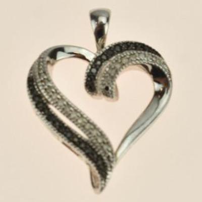 Sterling Silver Natural Diamond Heart Pendant