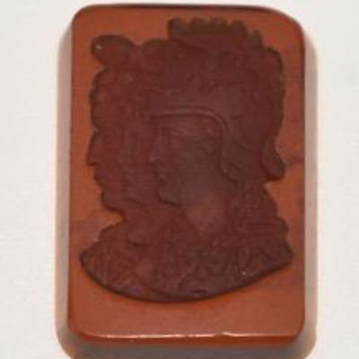 Antique 19th Century Intalhio Glass Soldier Legion Cameo Plaque 