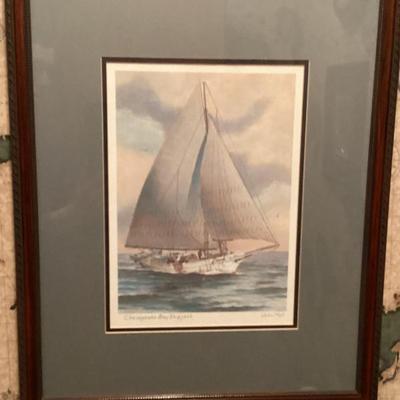 Wall art john moll artist brown frame green matt sailboat
