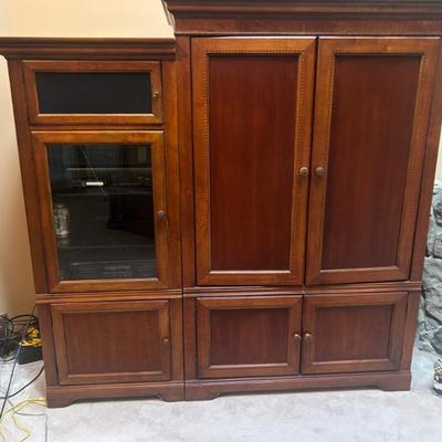 Living room mission style entertainment center cabinet