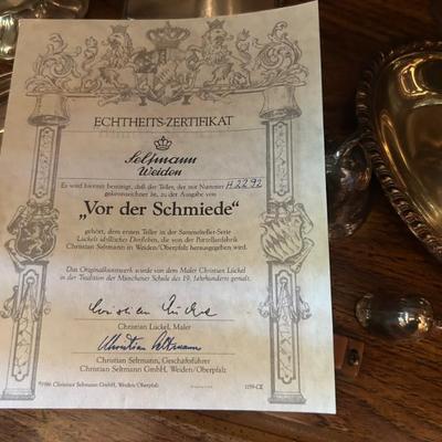 Collector plate seltmann weiden vintage vor der schmiede certificate