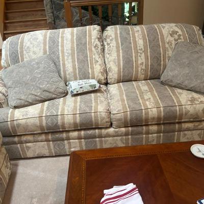 Living room striped loveseat pair