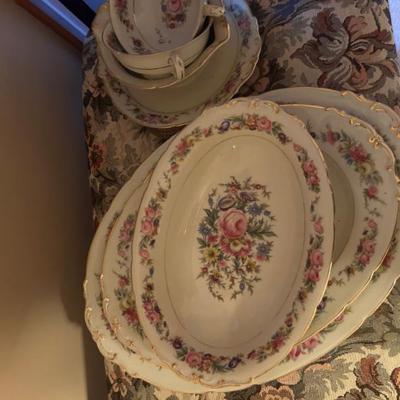 Gold rimmed floral china