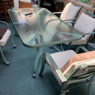 Patio table with 4 chairs rectangular glass top