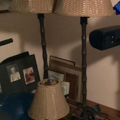 Floor lamps bamboo basket weave shade