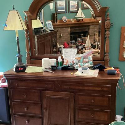 Bedroom mission style mirrored dresser