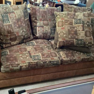 Living room light brown leather sofa