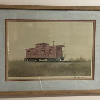 Wall art red engine train car