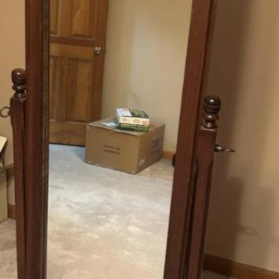 Bedroom mahogany wood floor mirror