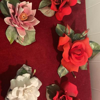 Vintage Italian  Capodimonte Roses And Water Lily Plus More