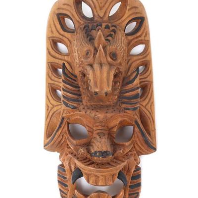 Sale Photo Thumbnail #369: Lot 371 vintage ifugao hand carved wood dragon mask