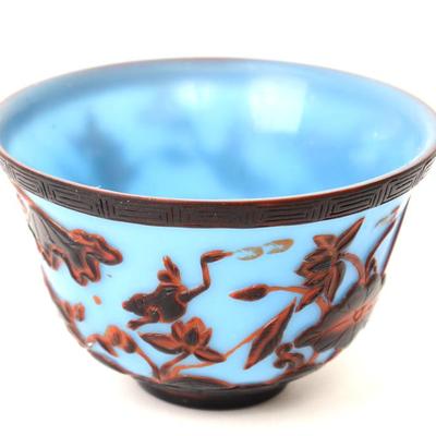 Sale Photo Thumbnail #356: Lot 358 lovely chinese peking glass bowl blue & red