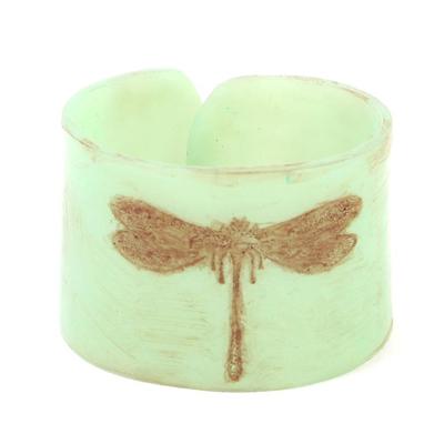 Sale Photo Thumbnail #209: Lot 209 gorgeous unique green clay bracelet dragonfly