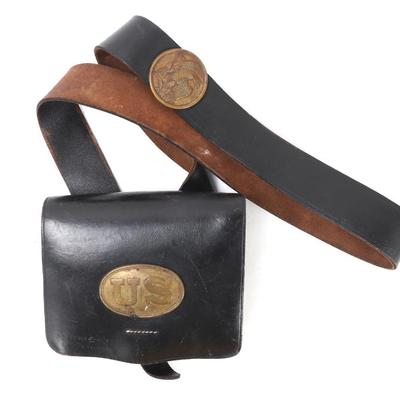 Sale Photo Thumbnail #107: Lot 107 us civil war repro belt pouch set