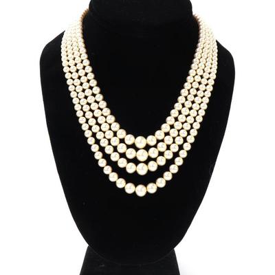 Sale Photo Thumbnail #217: Lot 217 gorgeous four strand south sea pearl necklace