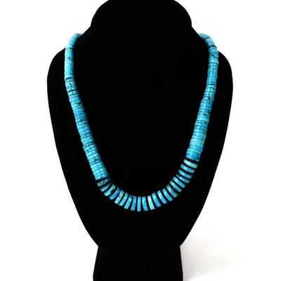 Sale Photo Thumbnail #166: Lot 166 gorgeous turquoise disc bead necklace