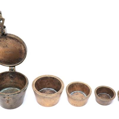 Sale Photo Thumbnail #246: Lot 247 spanish apothecary onzas measure set 18th 19th c.