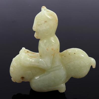 Sale Photo Thumbnail #190: Lot 190 certified nephrite jade guardian pendant