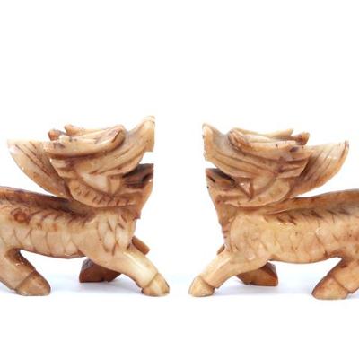 Sale Photo Thumbnail #313: Lot 315 fine pair of chinese hardstone dragons