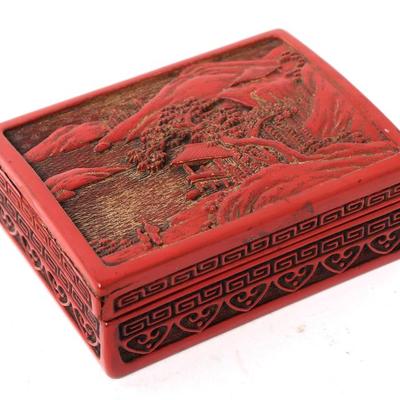 Sale Photo Thumbnail #204: Lot 204 chinese imitation cinnabar jewelry box