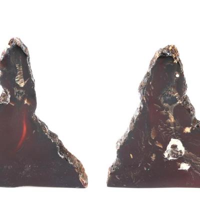 Sale Photo Thumbnail #250: Lot 251 wonderful pair of amber slabs bookends