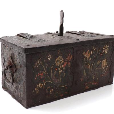Sale Photo Thumbnail #158: Lot 158 painted nuremburg jewel casket 17th c.