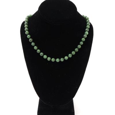 Sale Photo Thumbnail #160: Lot 160 gorgeous chinese marbled jade bead necklace