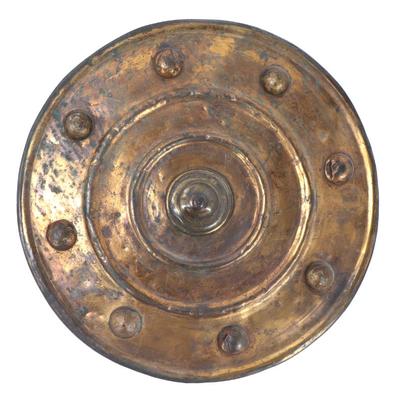 Sale Photo Thumbnail #133: Lot 133 gilt brass buckler shield 19th 20th c.