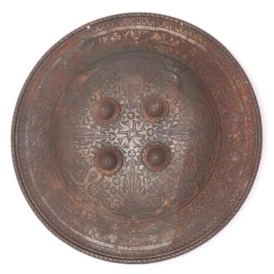 Sale Photo Thumbnail #145: Lot 145 heavy cast iron incised dhal shield