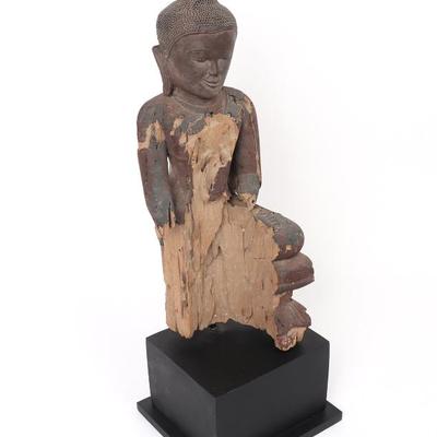 Sale Photo Thumbnail #288: Lot 289 burmese wood carved seated buddha 19th century