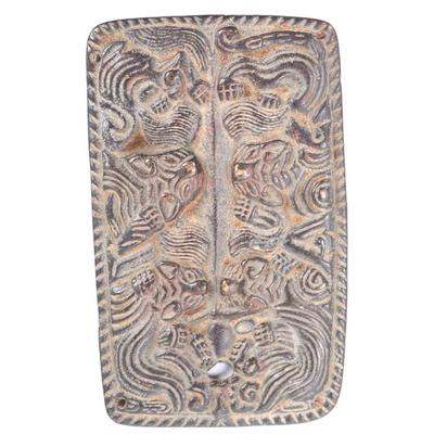 Sale Photo Thumbnail #353: Lot 355 chinese bronze plaque recumbent jaguars