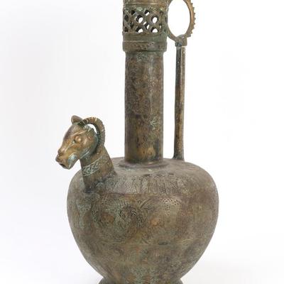Sale Photo Thumbnail #280: Lot 281 massive islamic ewer iran 18th 19th c.