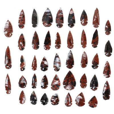 Sale Photo Thumbnail #121: Lot 121 42 red jasper obsidian arrowheads