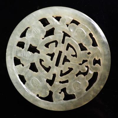 Sale Photo Thumbnail #345: Lot 347 beautiful chinese openwork white jade plaque