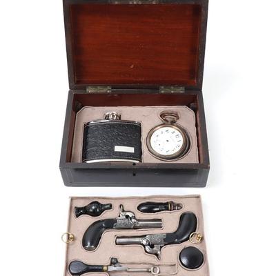 Lot 75 cased set of percussion drop trigger pistols