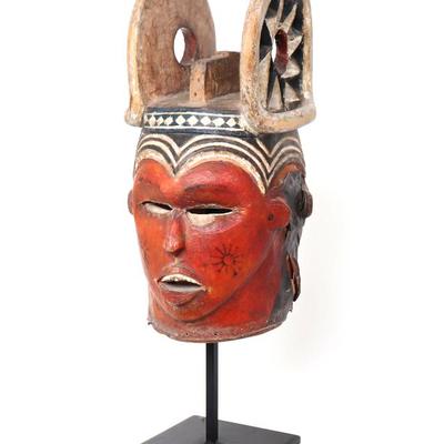 Sale Photo Thumbnail #374: Lot 376 igbo horned janus helmet mask nigeria