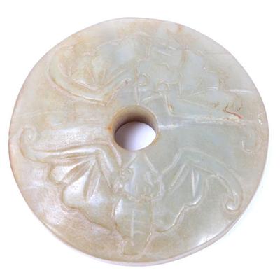 Sale Photo Thumbnail #187: Lot 187 lovely chinese jade bat bi disc
