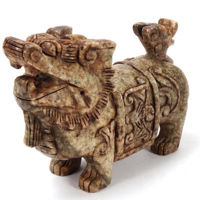 Sale Photo Thumbnail #316: Lot 318 chinese soapstone carved foo dog figure