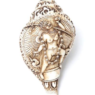 Sale Photo Thumbnail #224: Lot 224 vajrayogini buddha conch shell horn